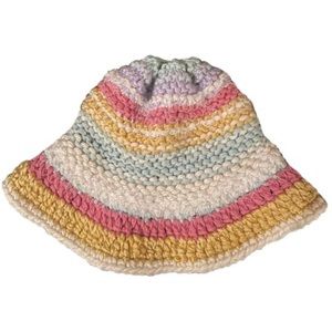 Multicolored hand crocheted bucket hat